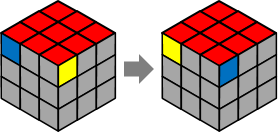 ルービックキューブ：完全１面を作る：コーナーを交換
