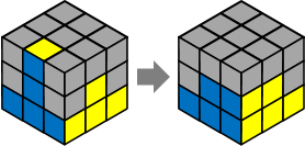 ２段目を揃える手順１（ルービックキューブ）