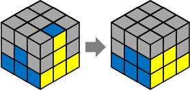 ２段目を揃える手順２（ルービックキューブ）